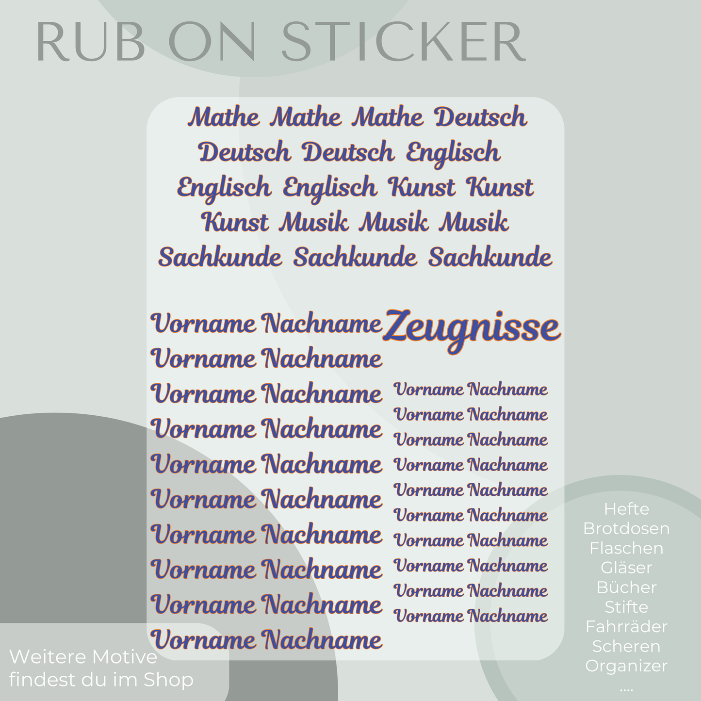 Fußball Rub-On Sticker Set personalisierbar