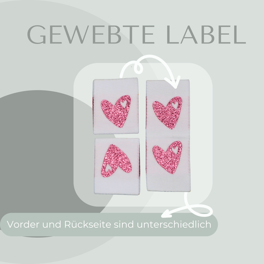 Herz Rosa Web Label gewebt Eigenproduktion