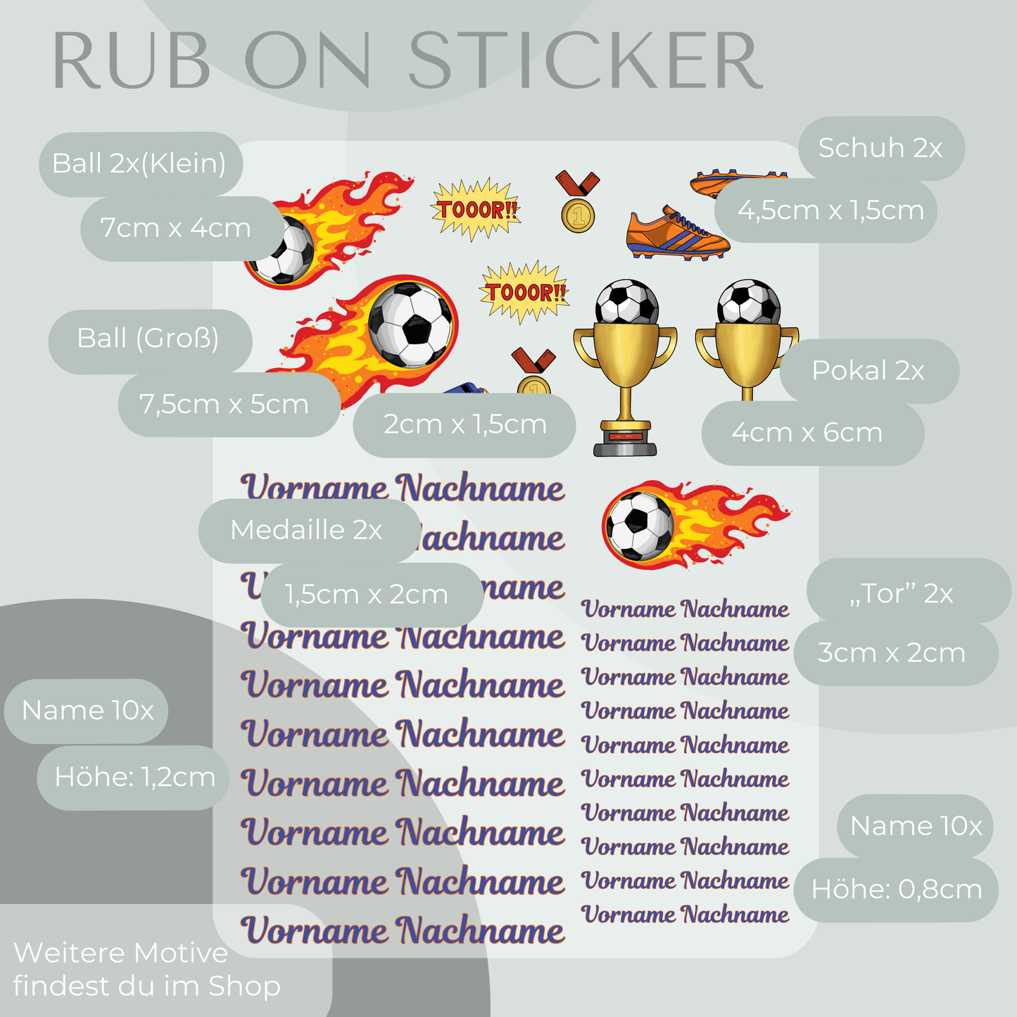 Fußball Rub-On Sticker Set personalisierbar