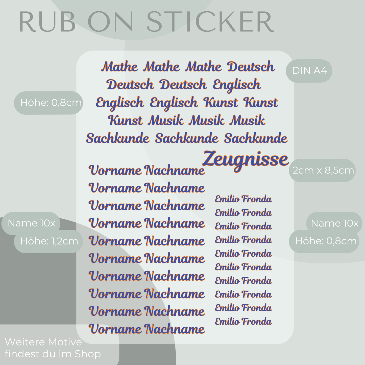 Fußball Rub-On Sticker Set personalisierbar