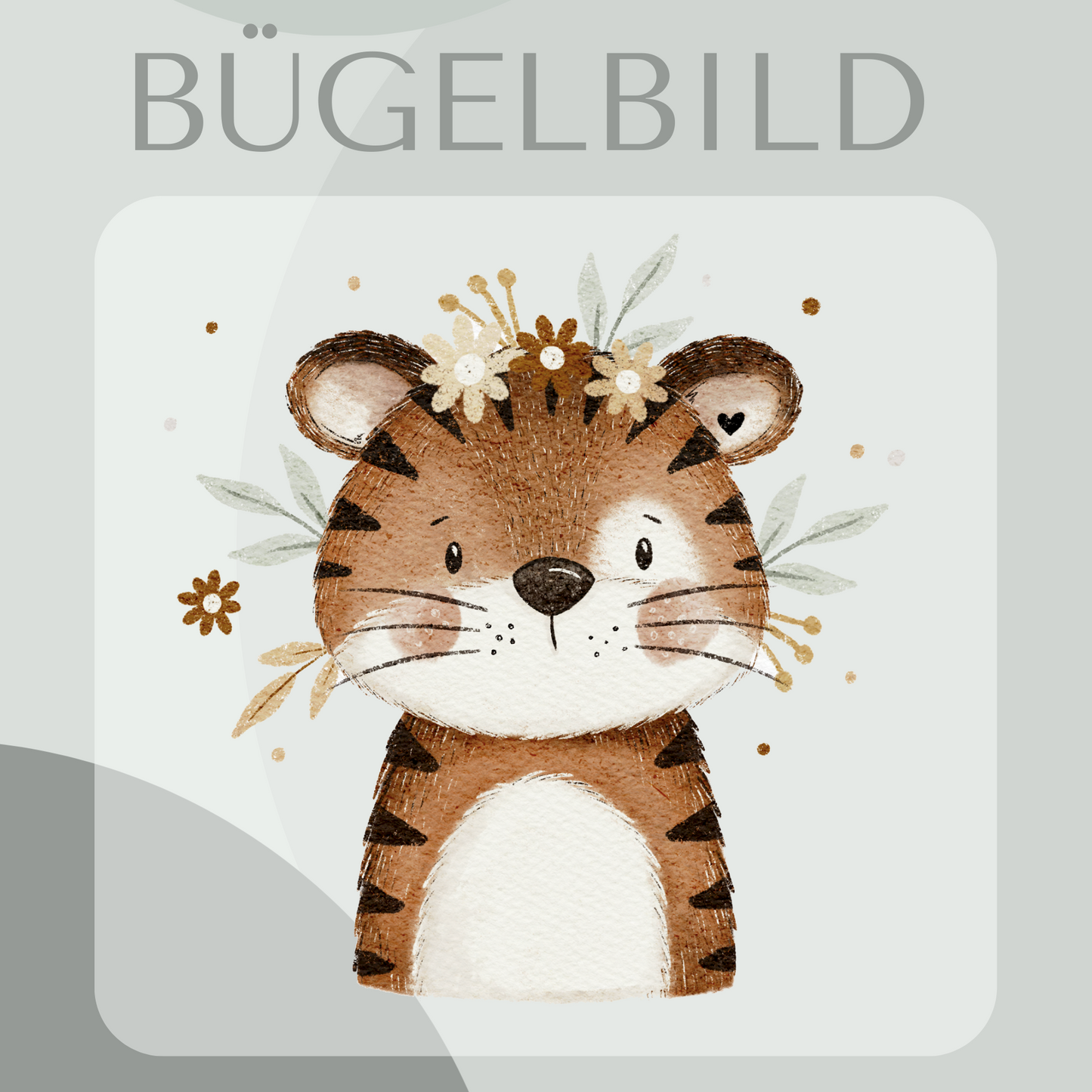 Bügelbild Tiger mit Blumen
