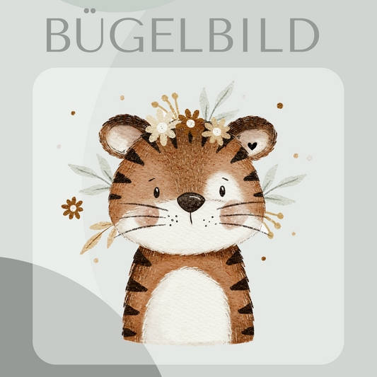Bügelbild Tiger mit Blumen