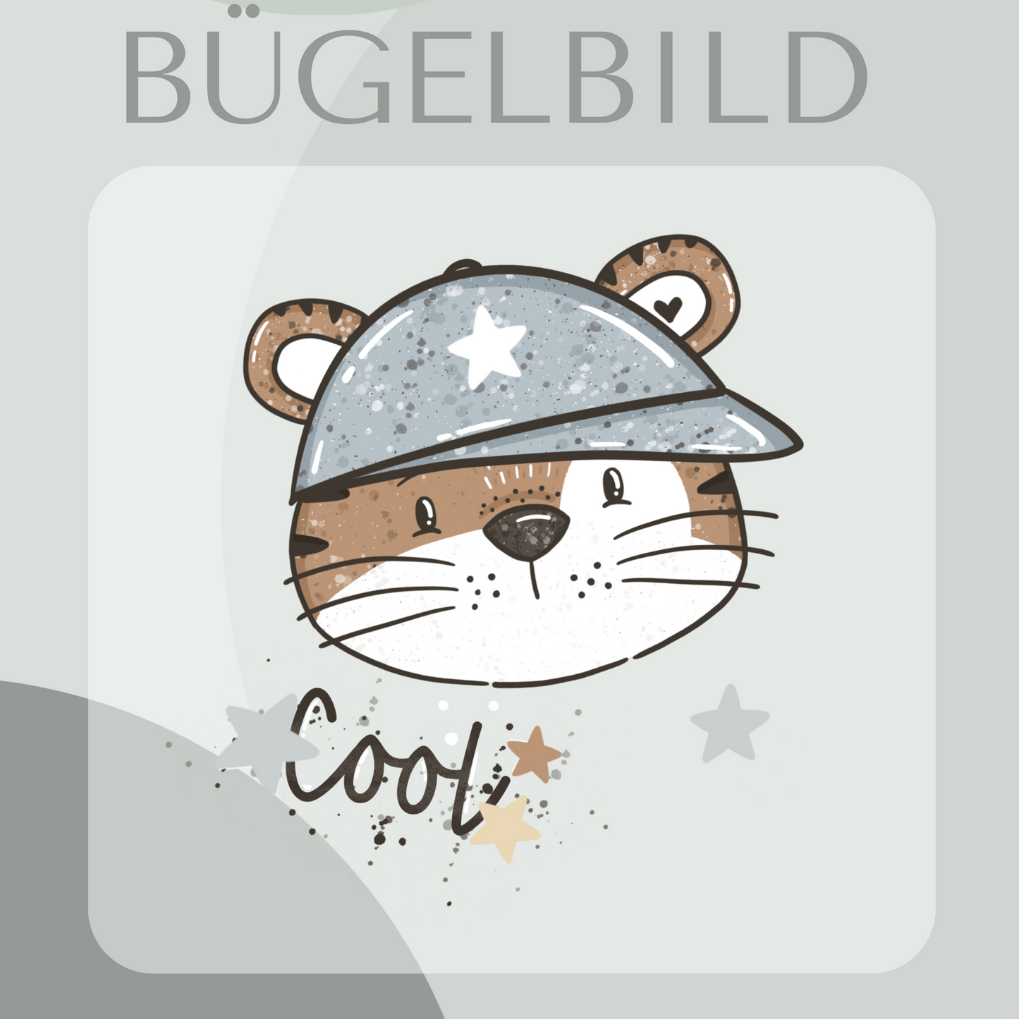 Bügelbild Tiger mit Cap