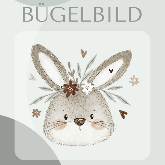 Bügelbild Hase grau