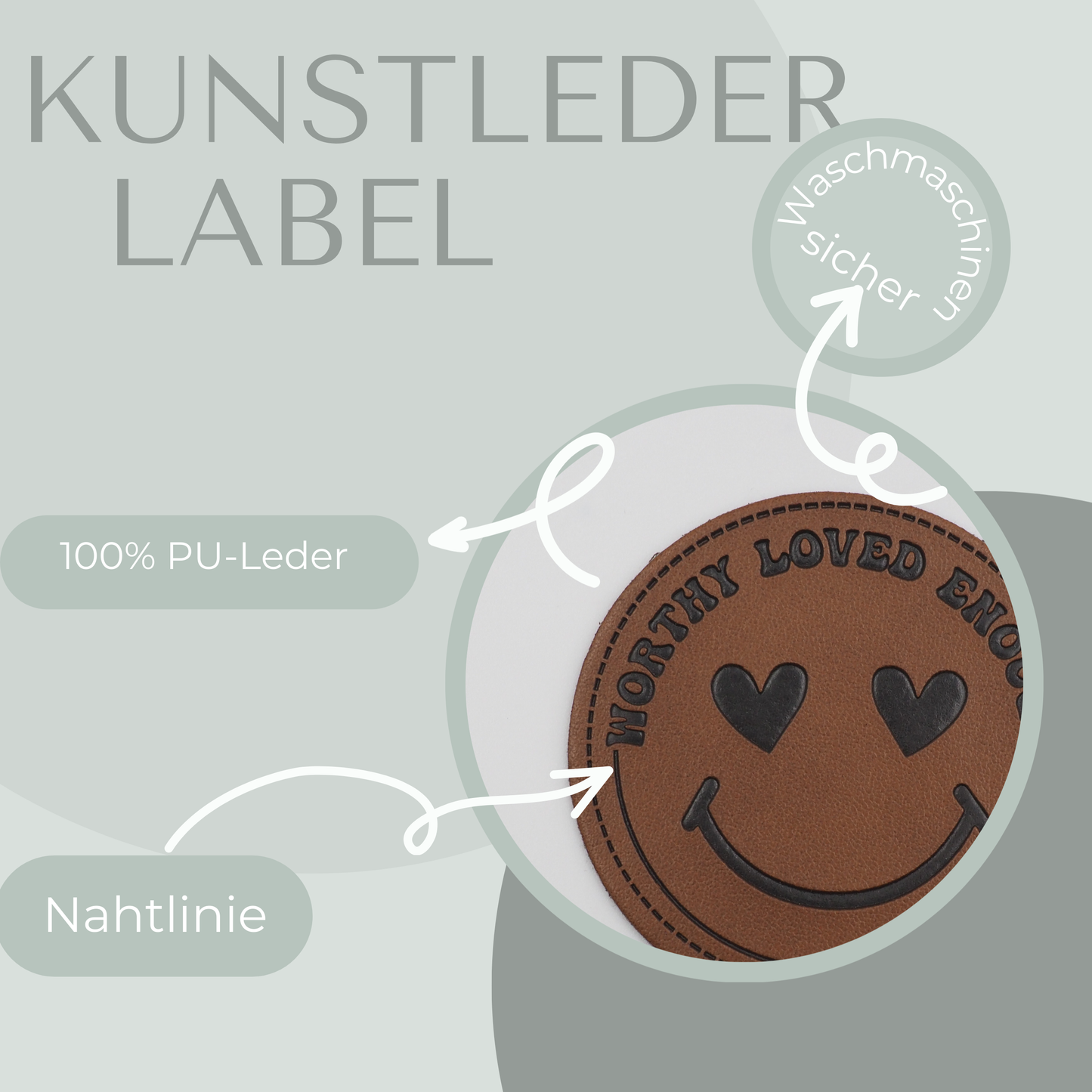 Smiley Kunstlederlabel Kunstleder Label Eigenproduktion