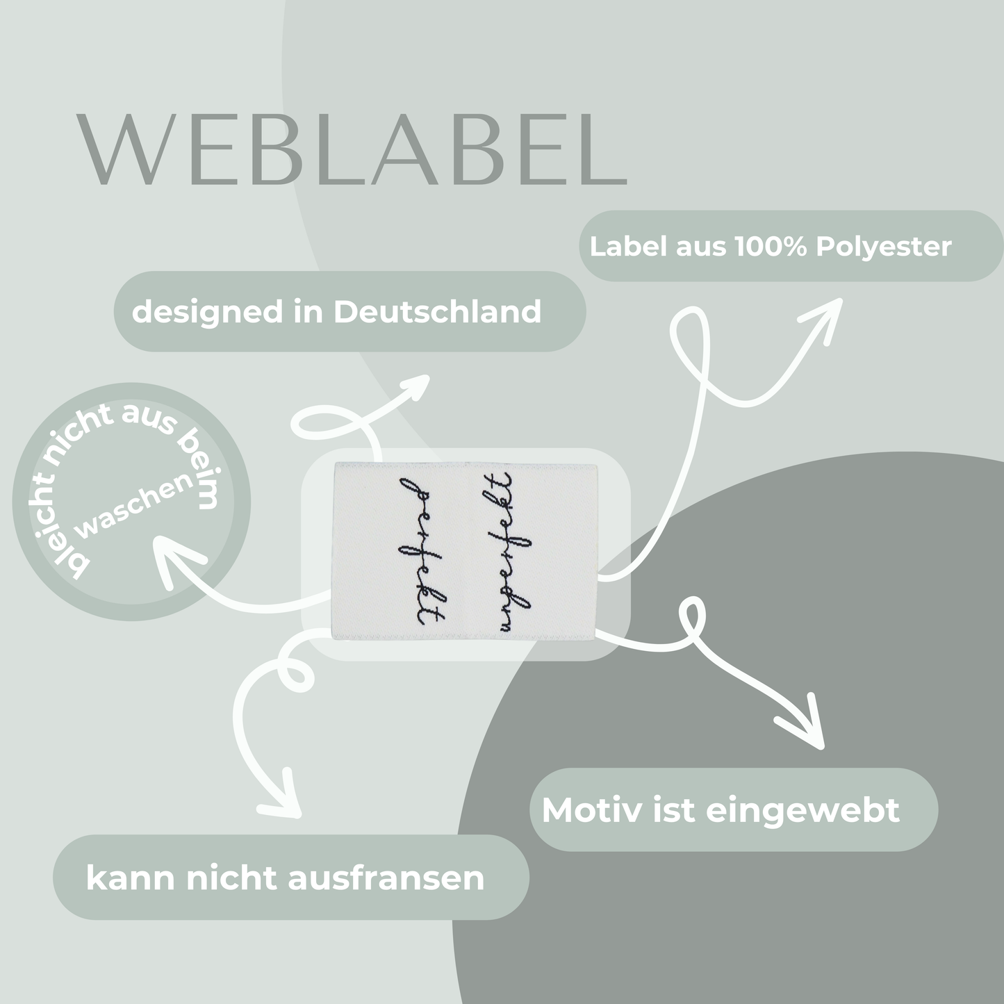 perfekt / unperfekt Web Label gewebt Eigenproduktion