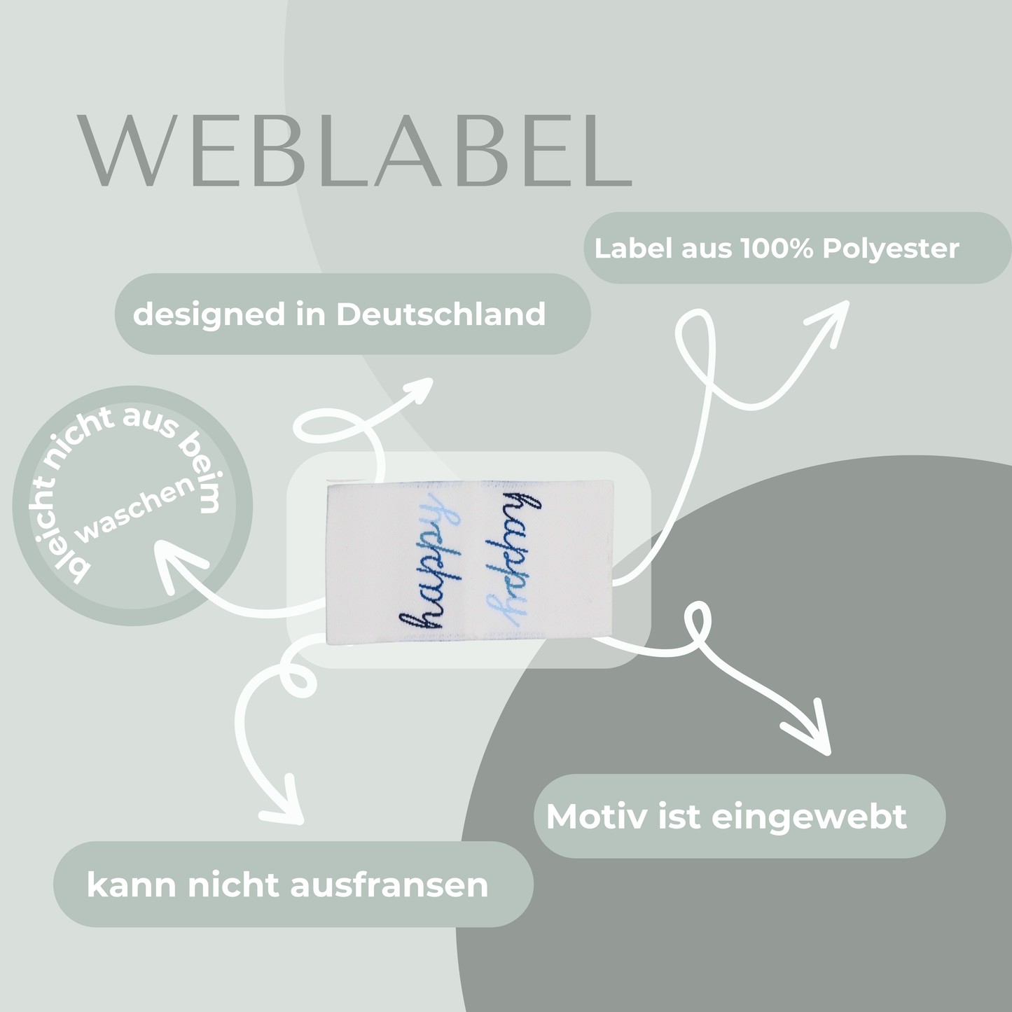 happy Web Label gewebt Eigenproduktion