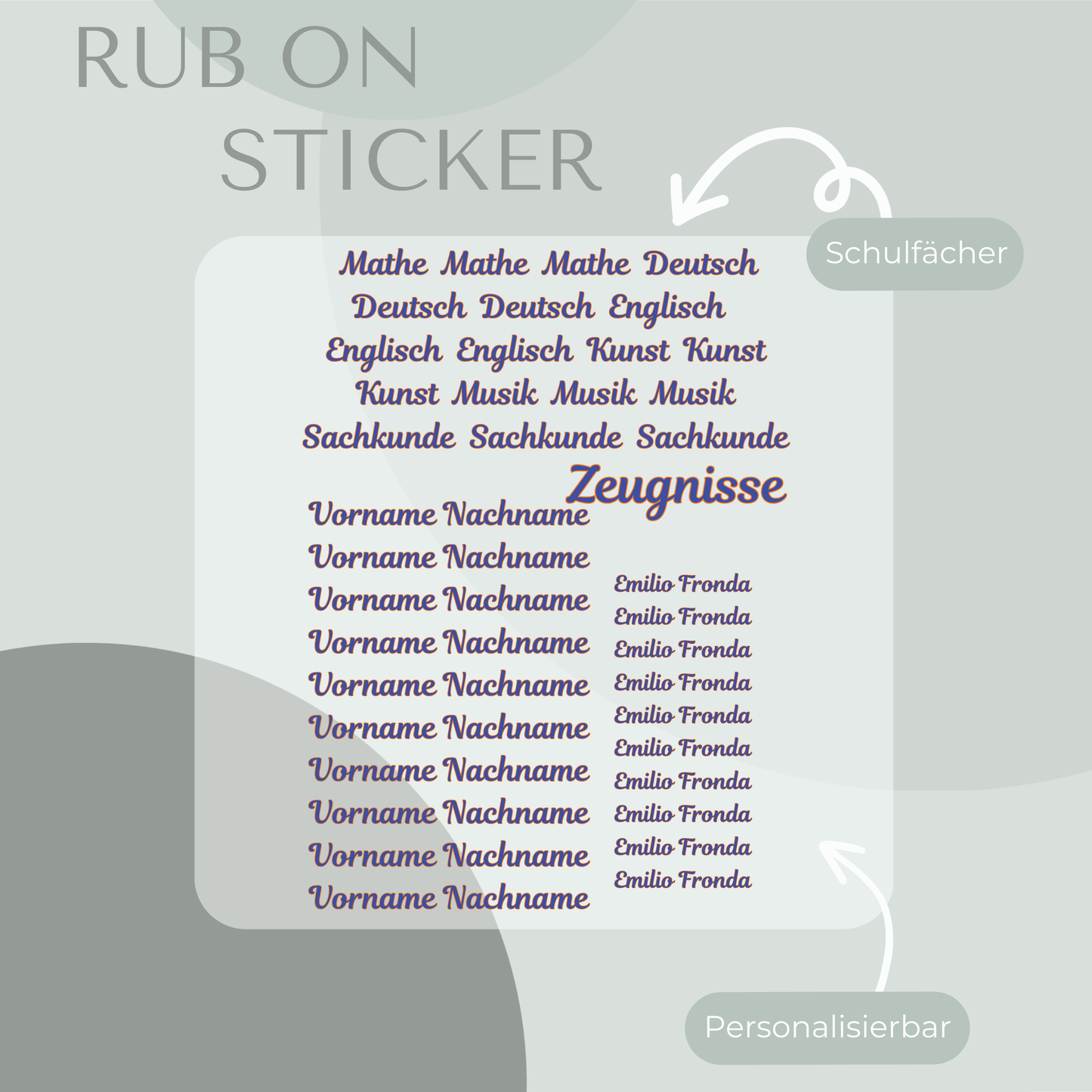 Fußball Rub-On Sticker Set personalisierbar