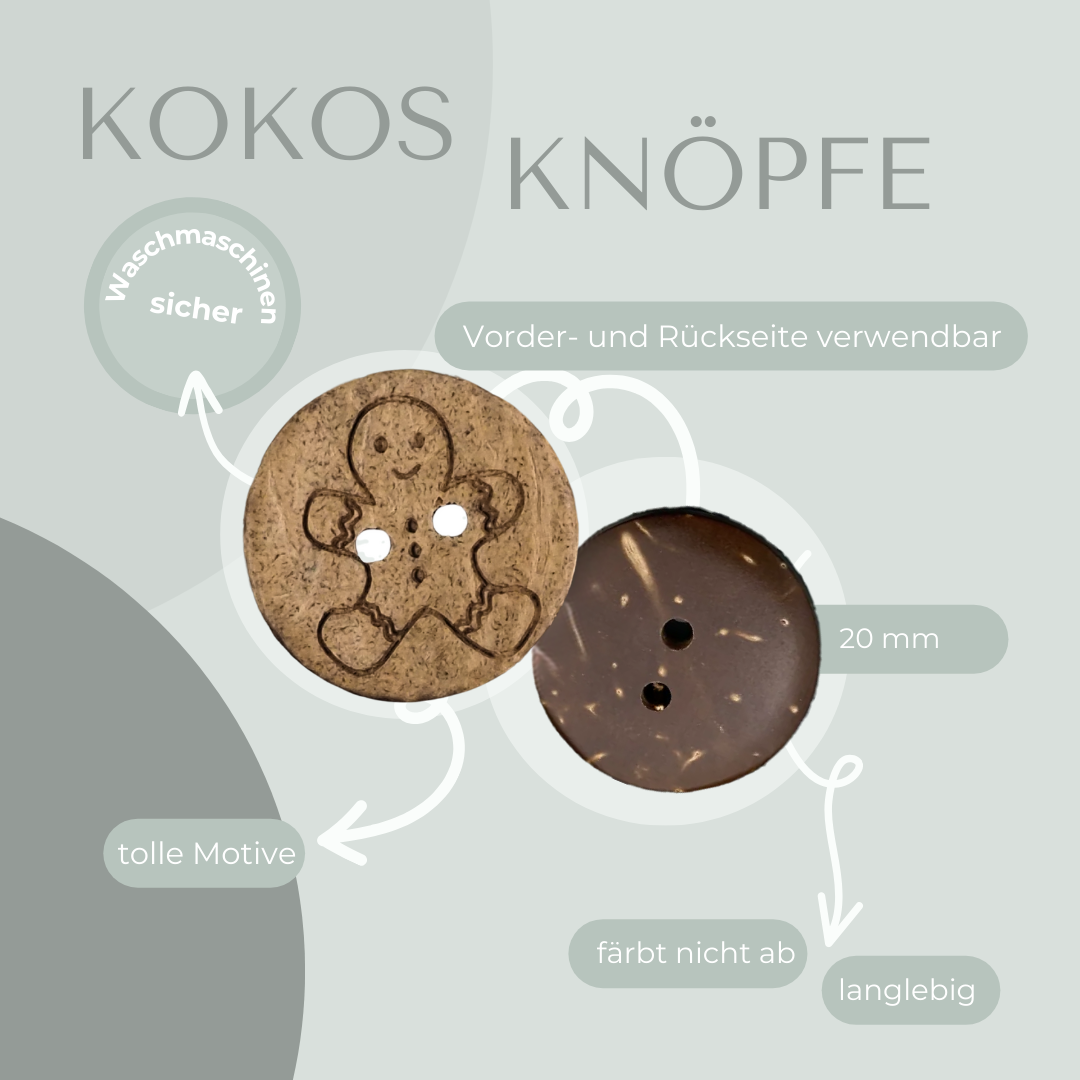 Eigenproduktion Kokosknopf Lebkuchenmann 20mm