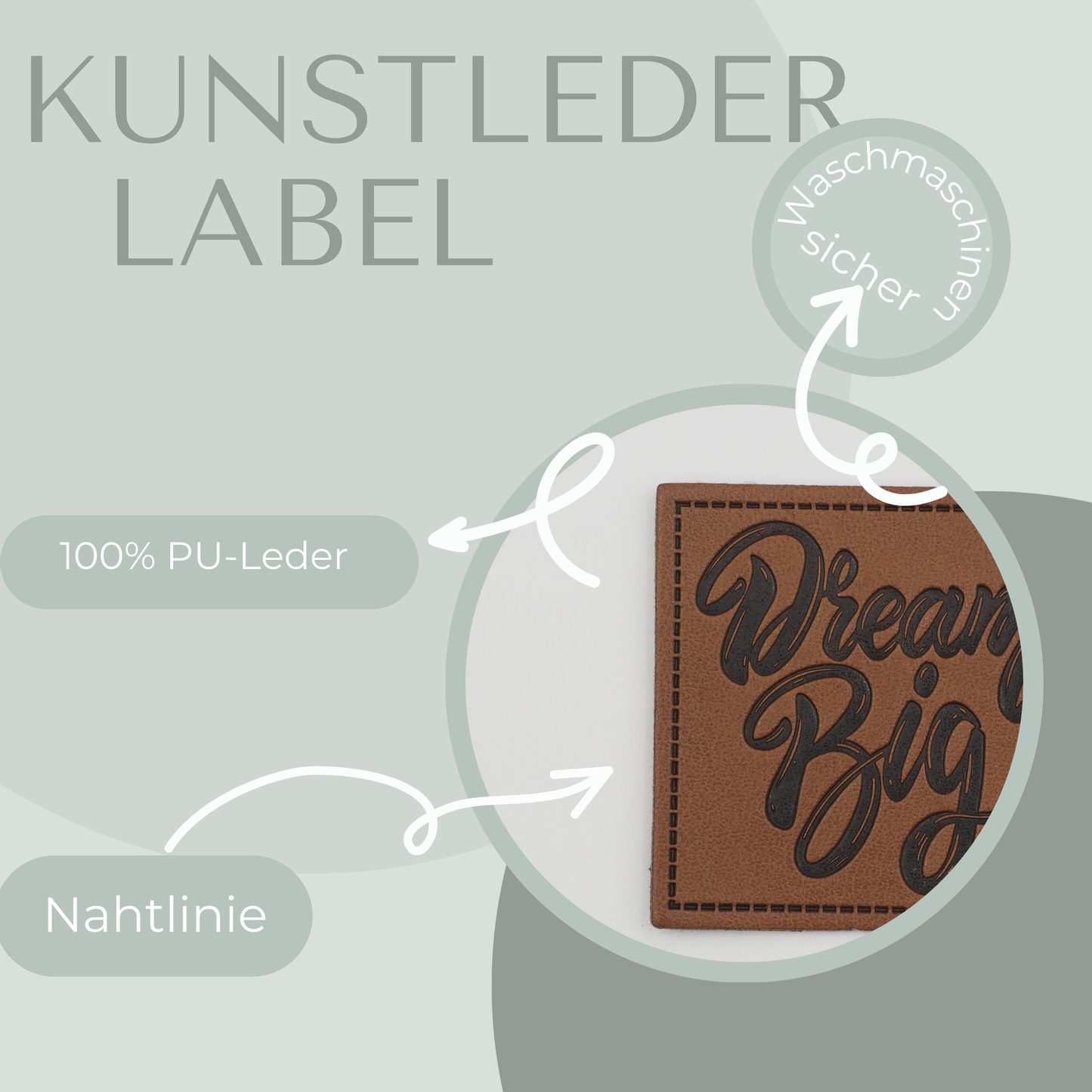 Dream Big Kunstlederlabel Kunstleder Label Eigenproduktion