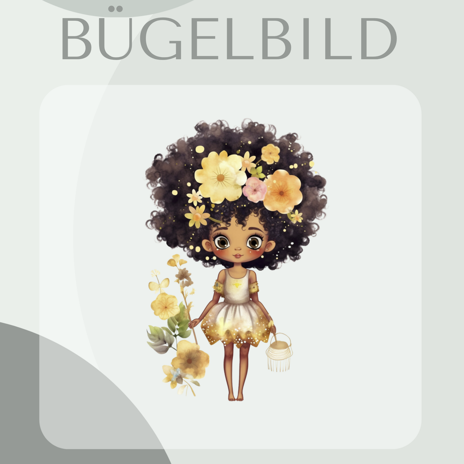 Bügelbild Blumen Mädchen Afro