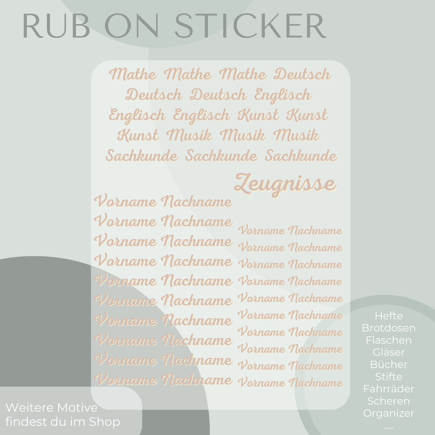 Pferde Rub-On Sticker Set personalisierbar
