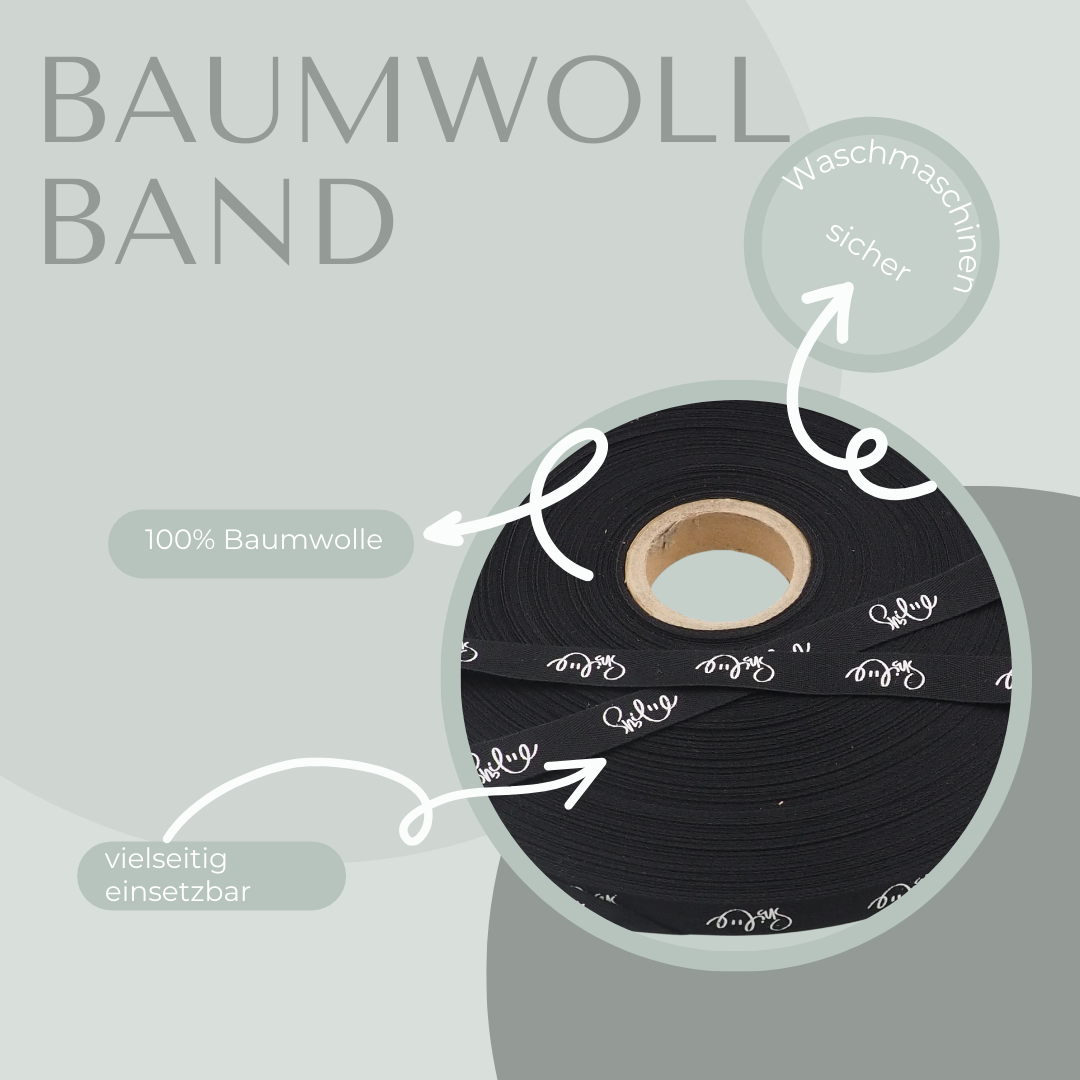 “Smile“  Baumwollband in schwarz