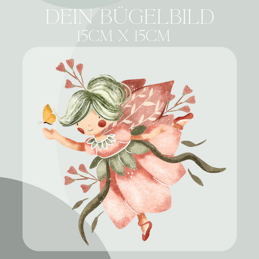 Bügelbild mit Fee in grün und rosa 2