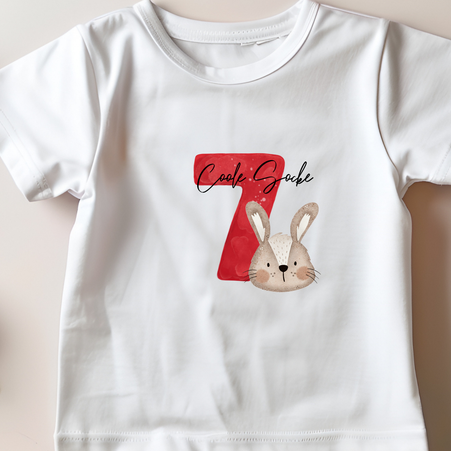 Geburtstagszahl 4 mit Hase - Maxi Bügel-Bild Bügelbild Eigenproduktion