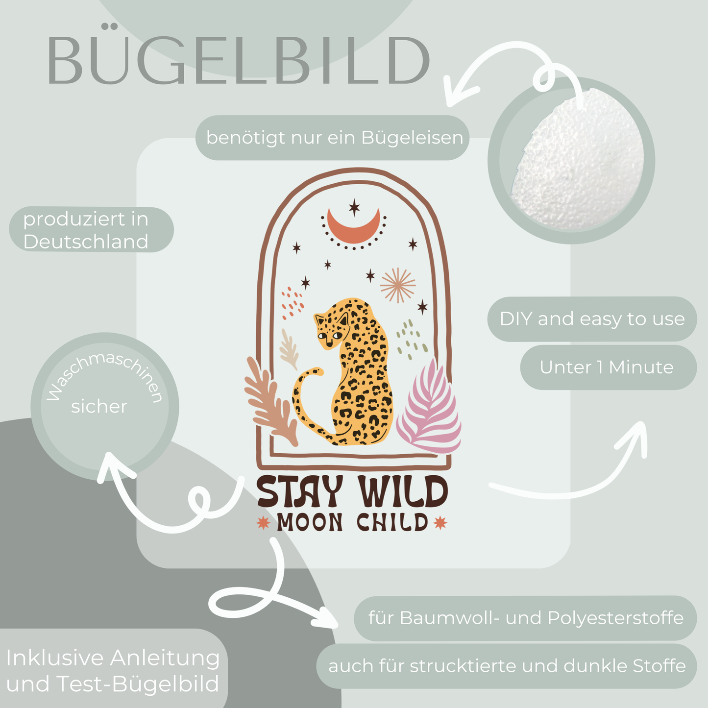 Stay Wild Moon Child- Bügelbild Eigenproduktion