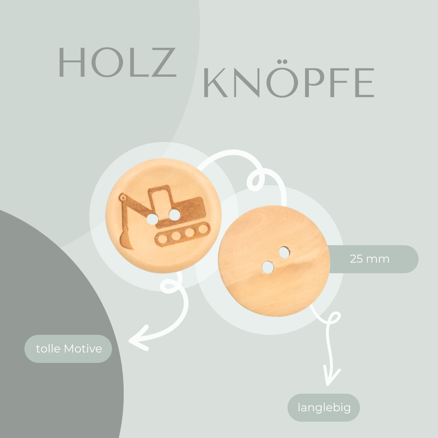 Eigenproduktion Holzknopf Bagger 25mm