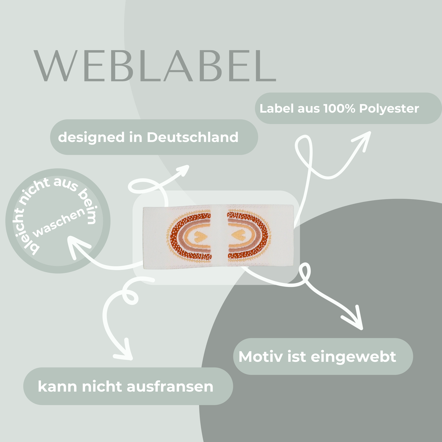 Regenbogen Web Label gewebt Eigenproduktion