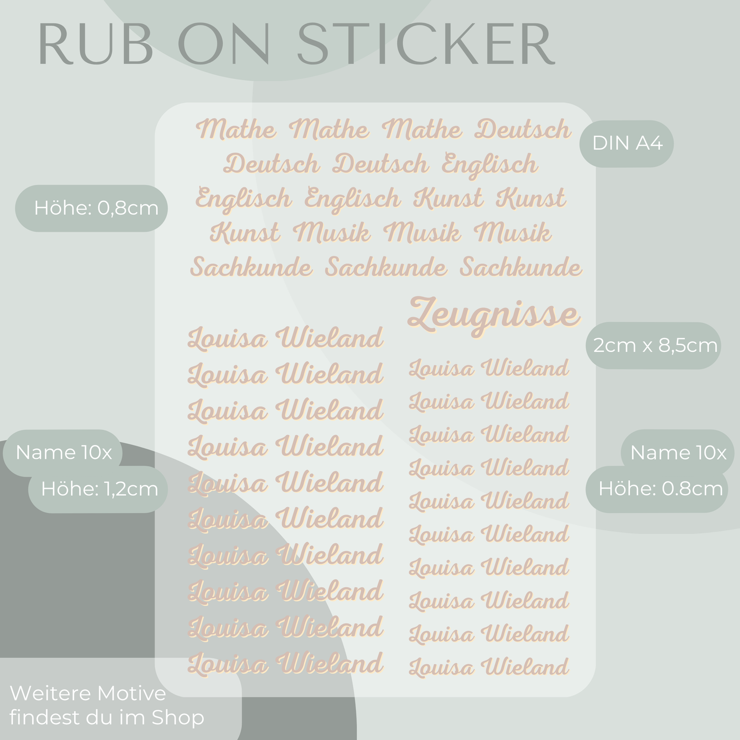 Pferde Rub-On Sticker Set personalisierbar