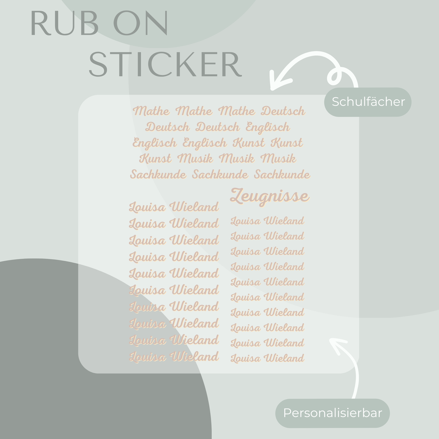 Pferde Rub-On Sticker Set personalisierbar