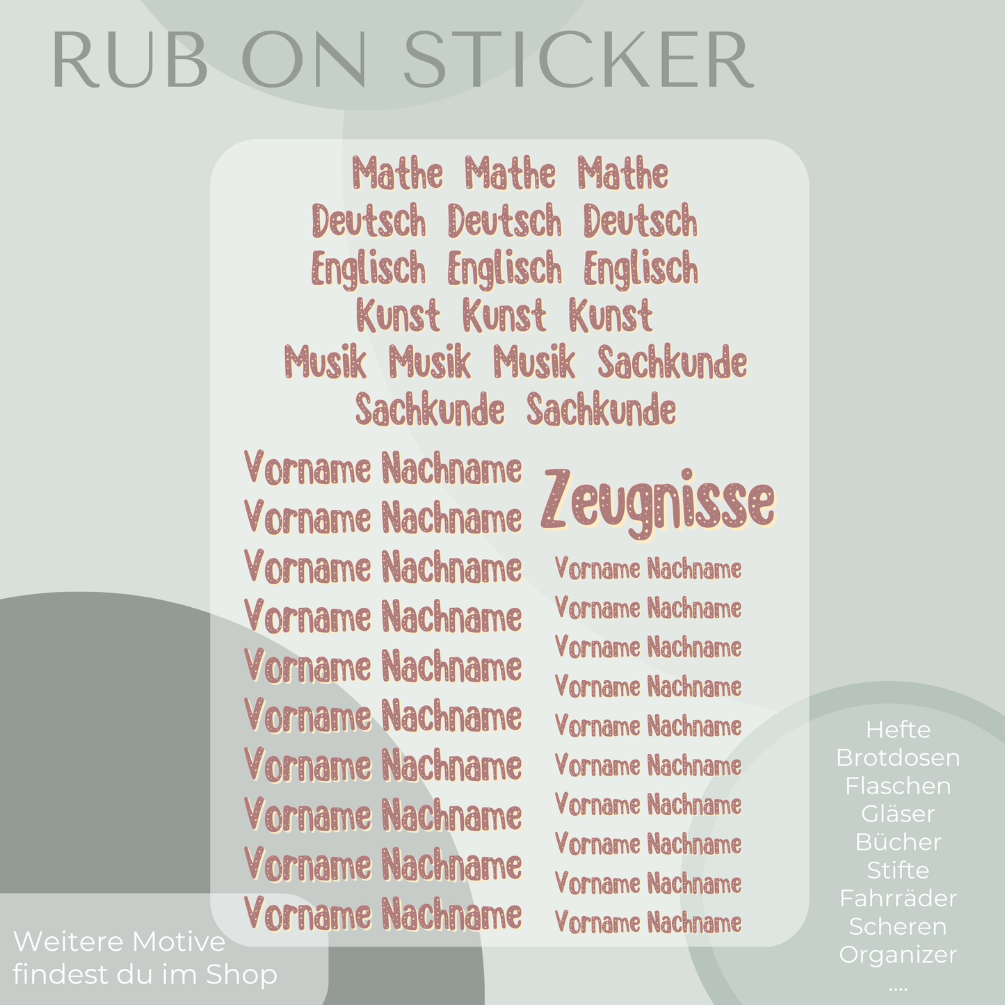 Einhorn Rub-On Sticker Set personalisierbar