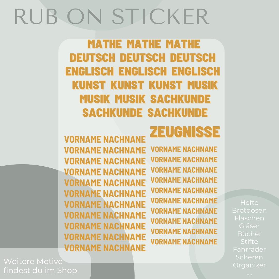 Baustelle Rub-On Sticker Set personalisierbar