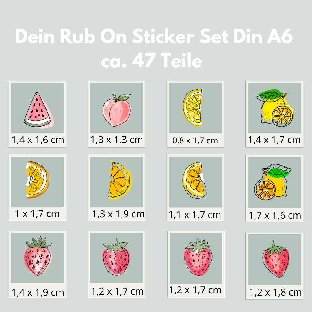 Obst Rub-On Sticker Set
