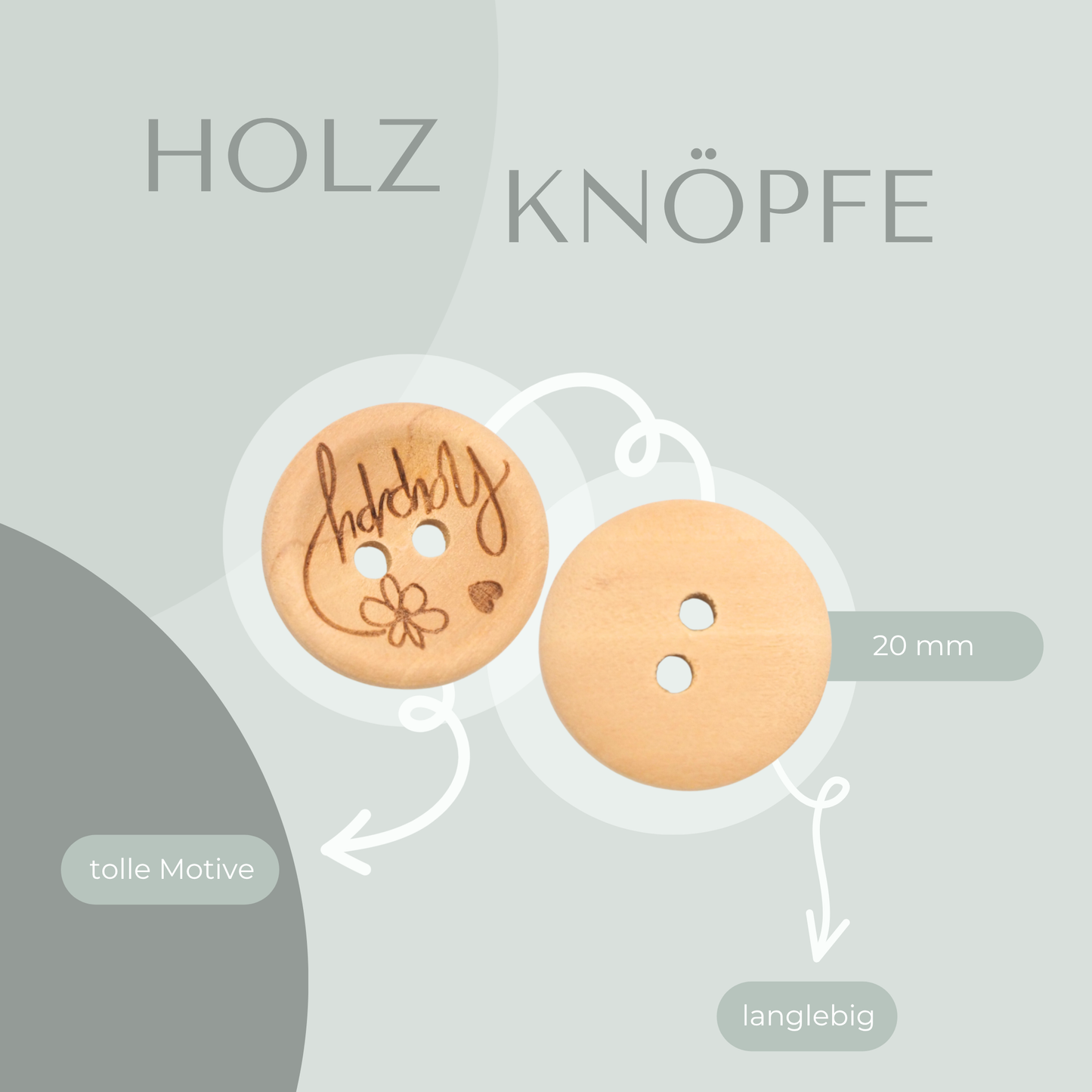 Holzknopf happy 20mm