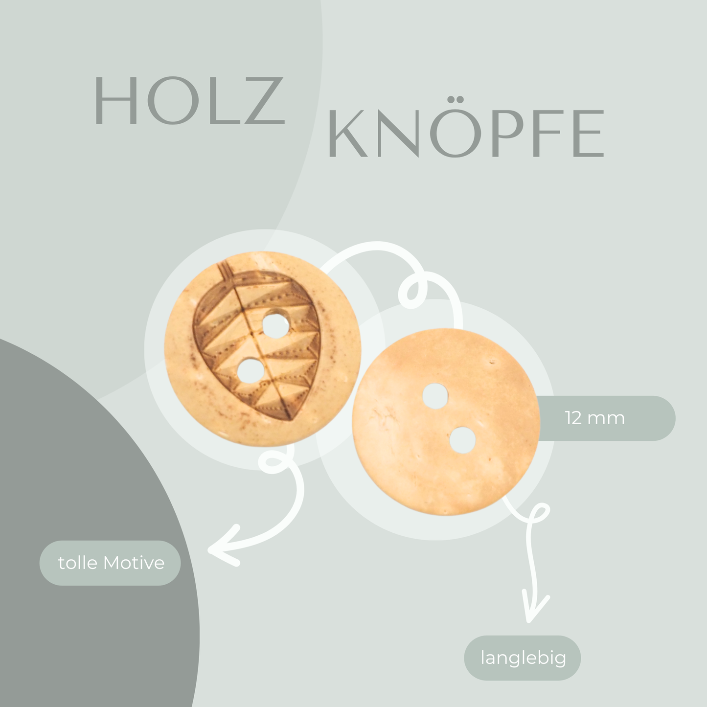 Eigenproduktion Holzknopf Bätter 12mm