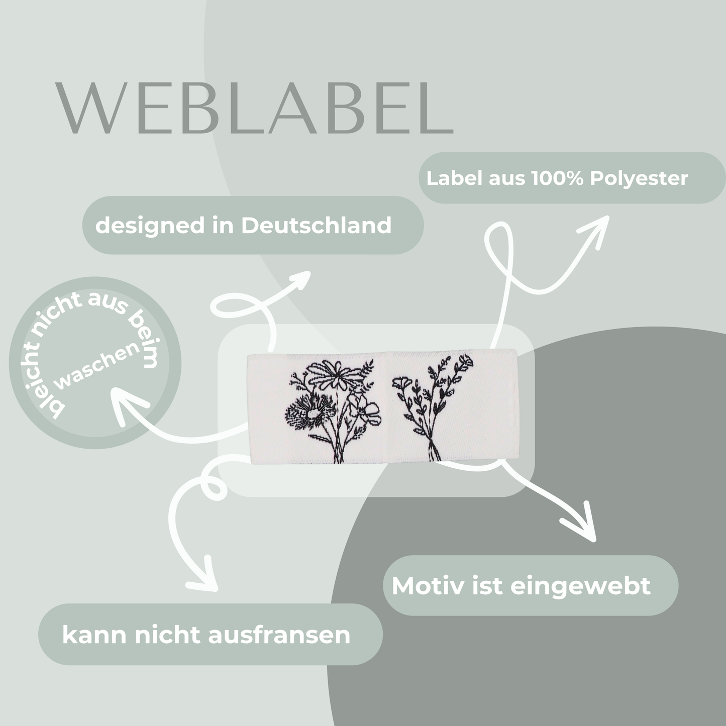 Blumen Web Label gewebt Eigenproduktion