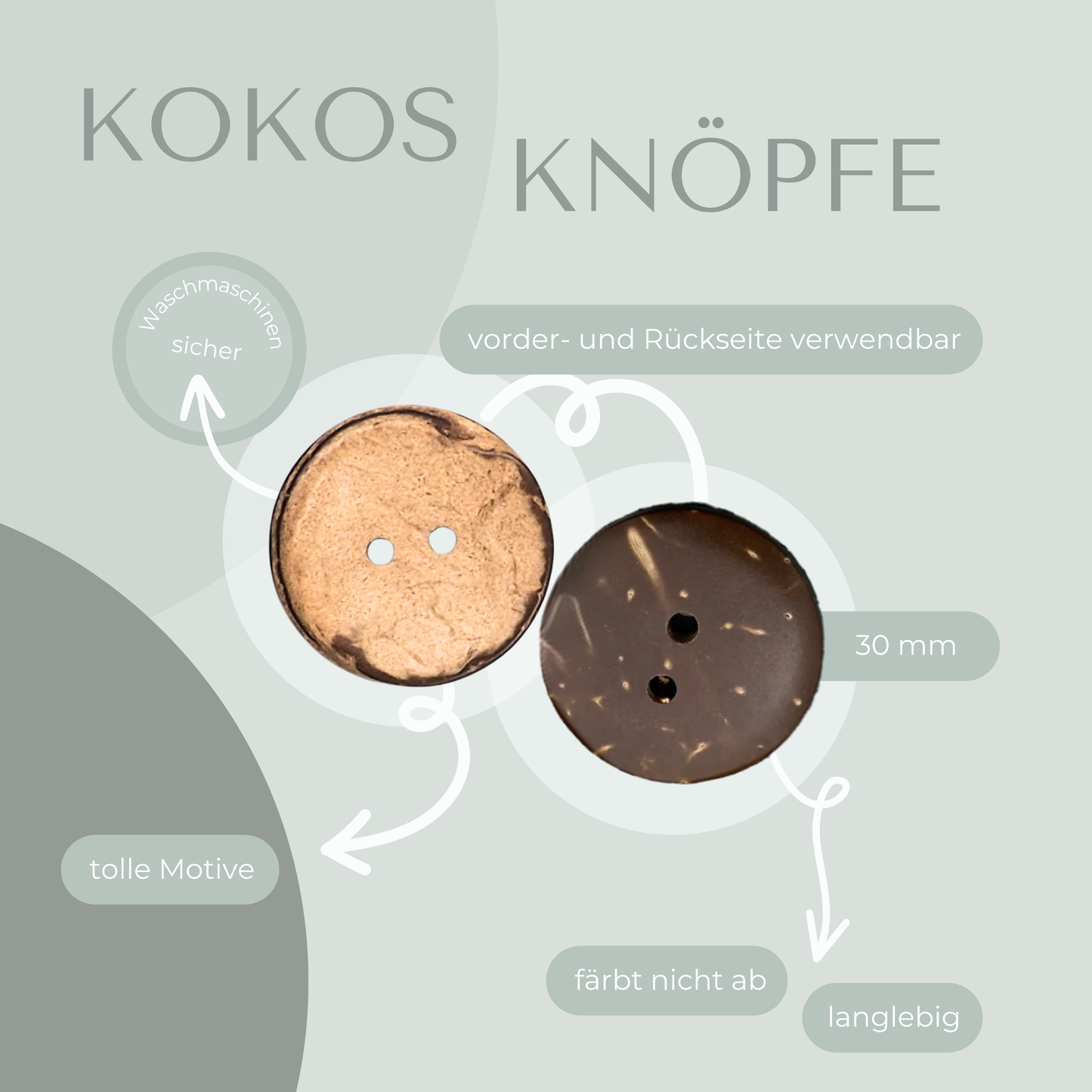 Kokosknopf Rund 30mm