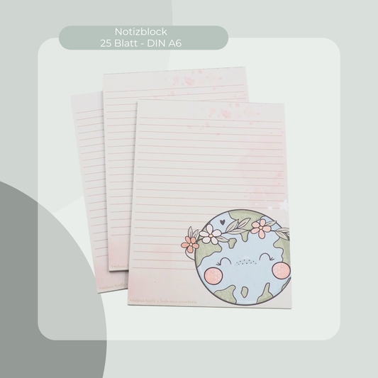 Notizblock DINA6 - Floral Globe