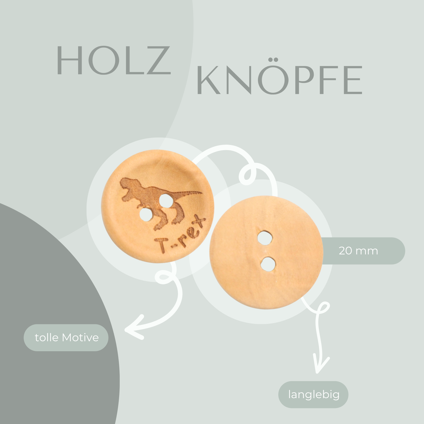 Holzknopf T-Rex 20mm