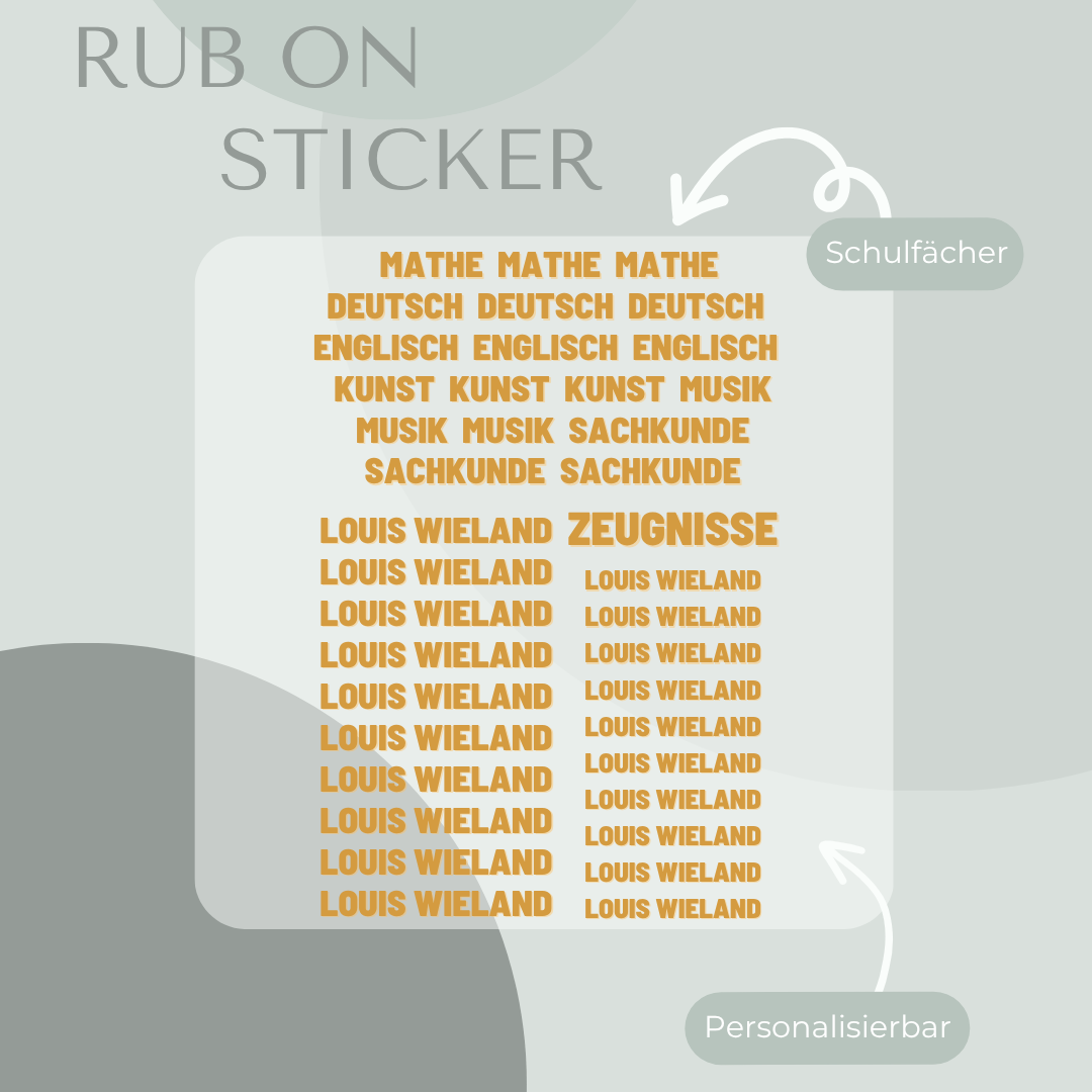 Baustelle Rub-On Sticker Set personalisierbar