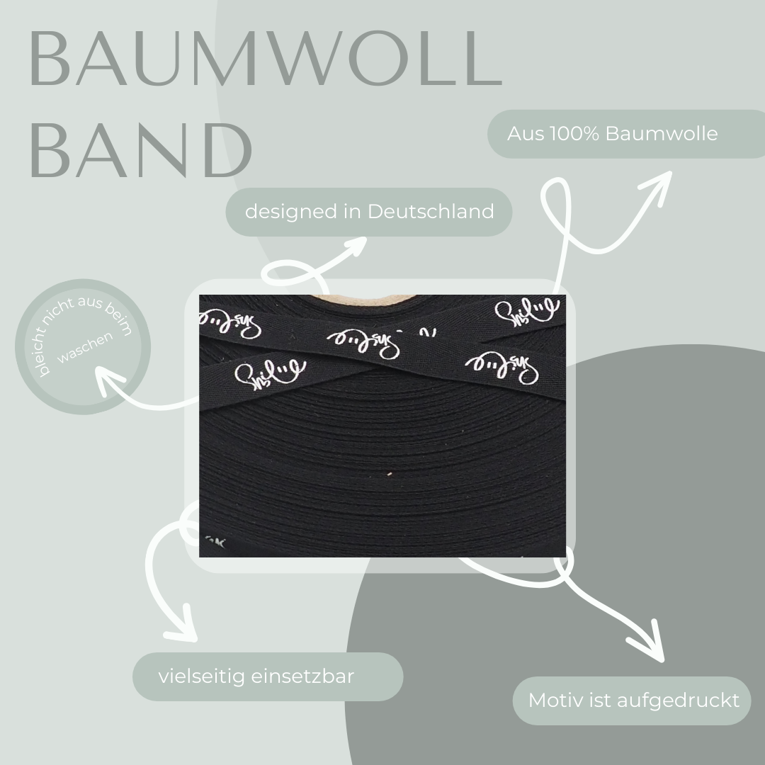 “Smile“  Baumwollband in schwarz