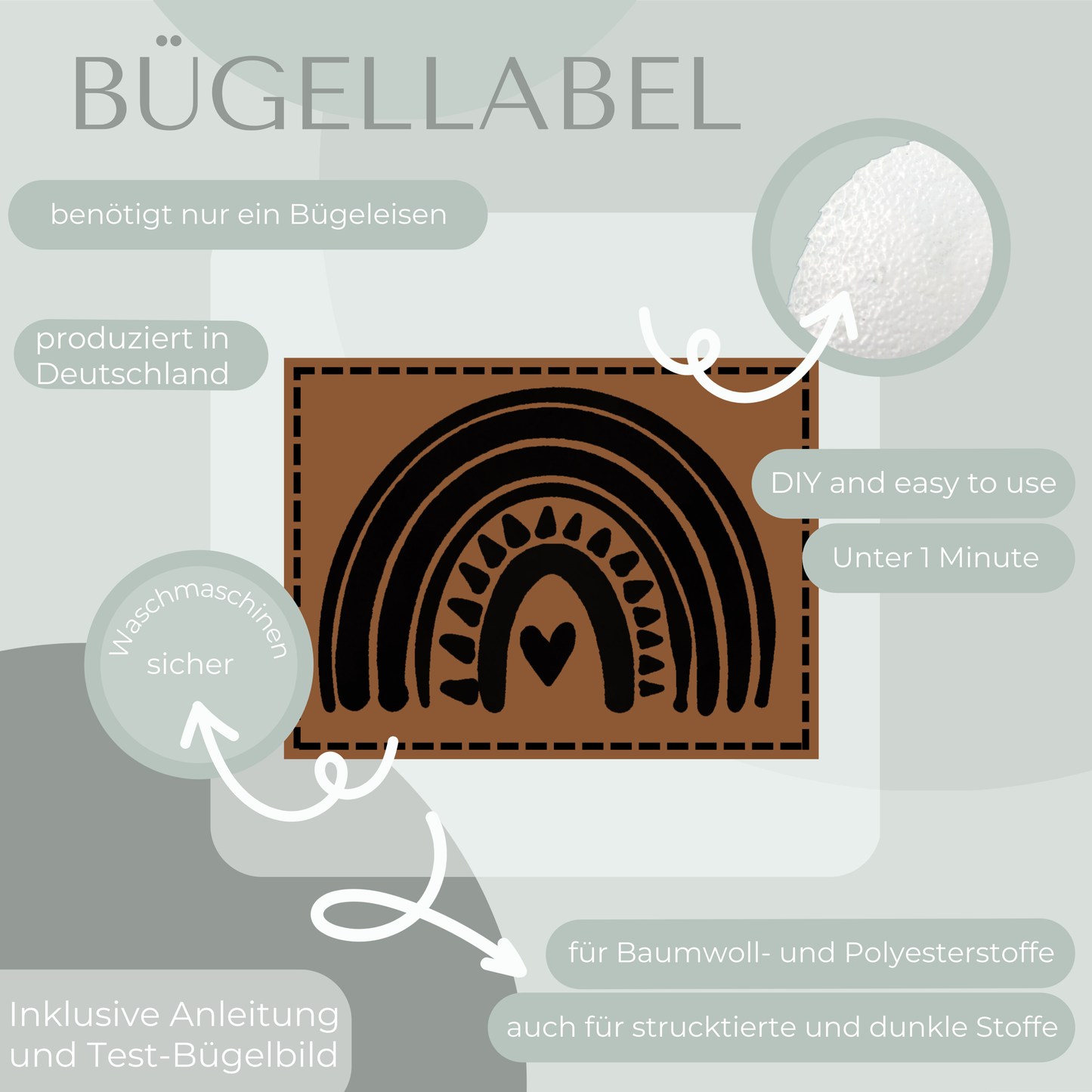 Regenbogen Bügel Label Bügellabel Eigenproduktion