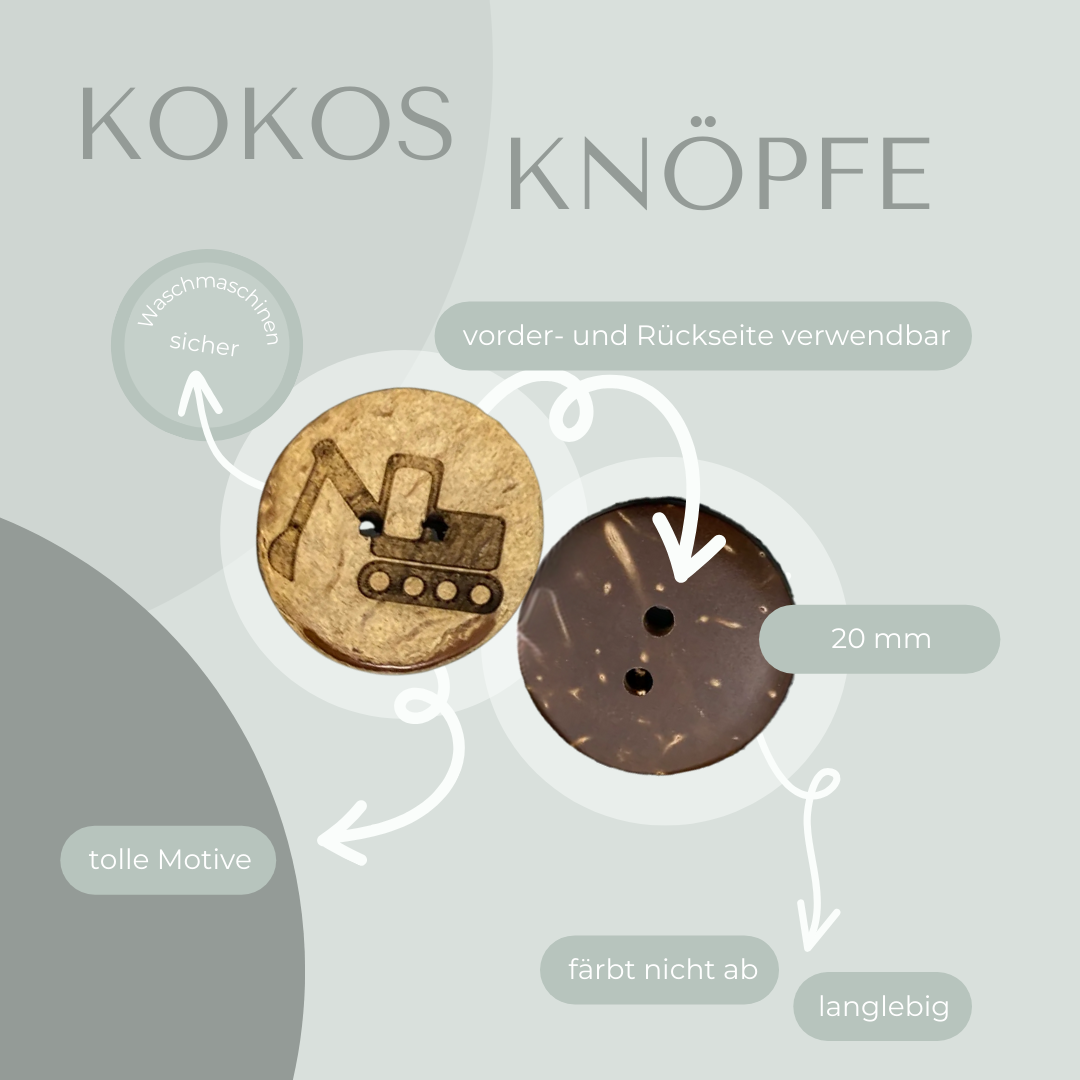 Eigenproduktion Kokosknopf Bagger 20mm - Ameloua