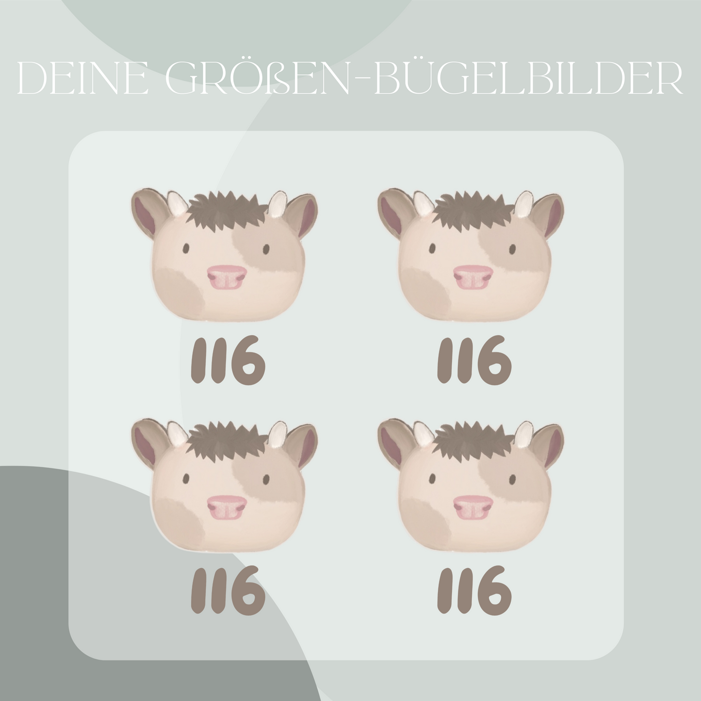 Bügelbild Größenmarkierung Kuh 