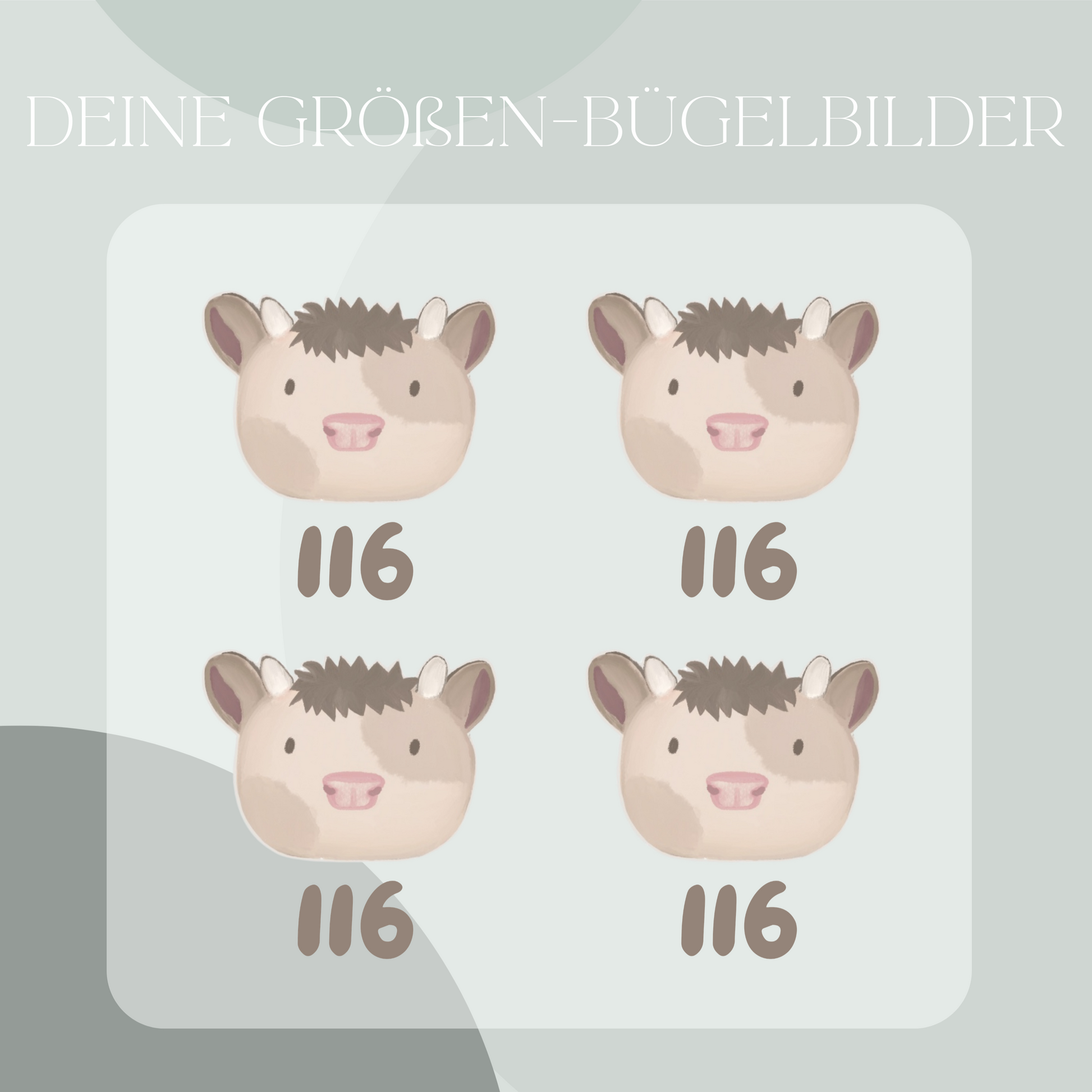Bügelbild Größenmarkierung Kuh 