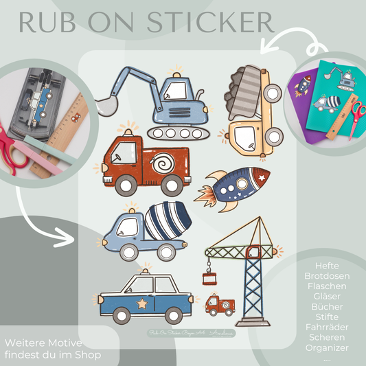Fahrzeuge Rub-On Sticker Set