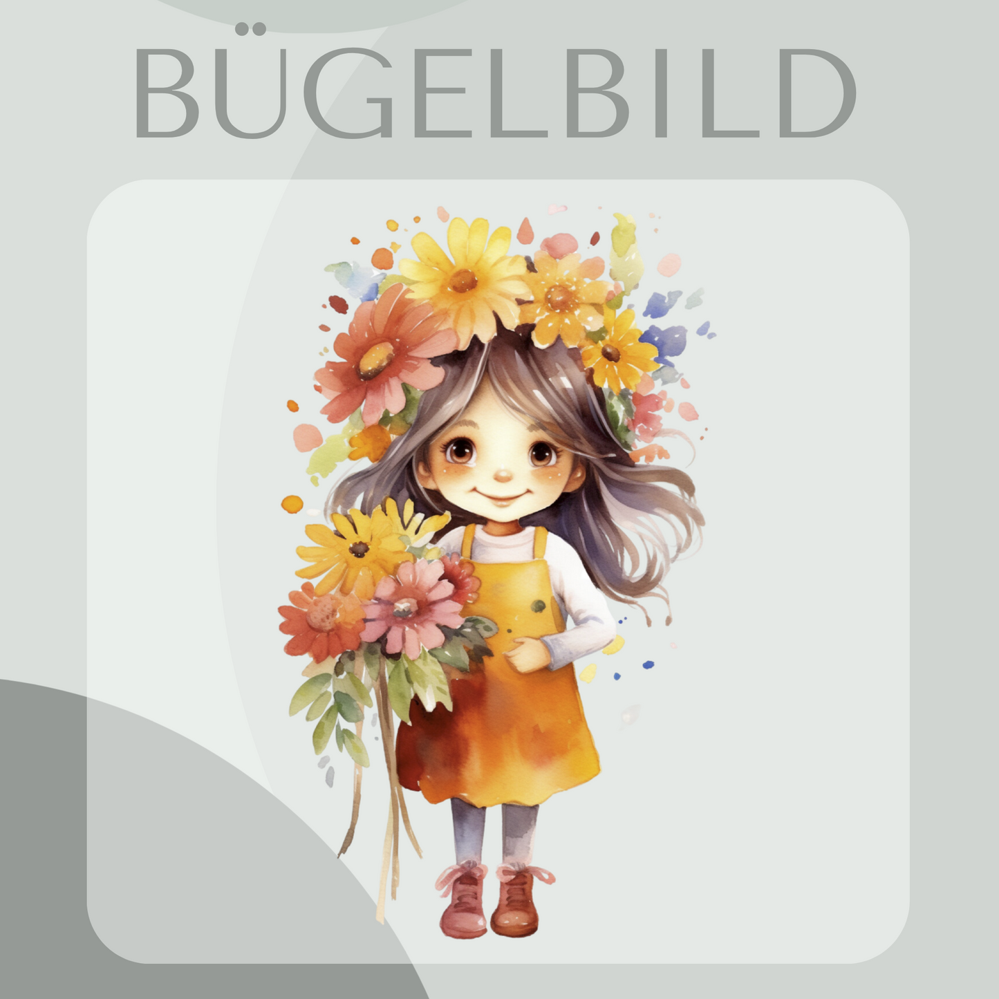 Bügelbild Blumenmädchen brünnet
