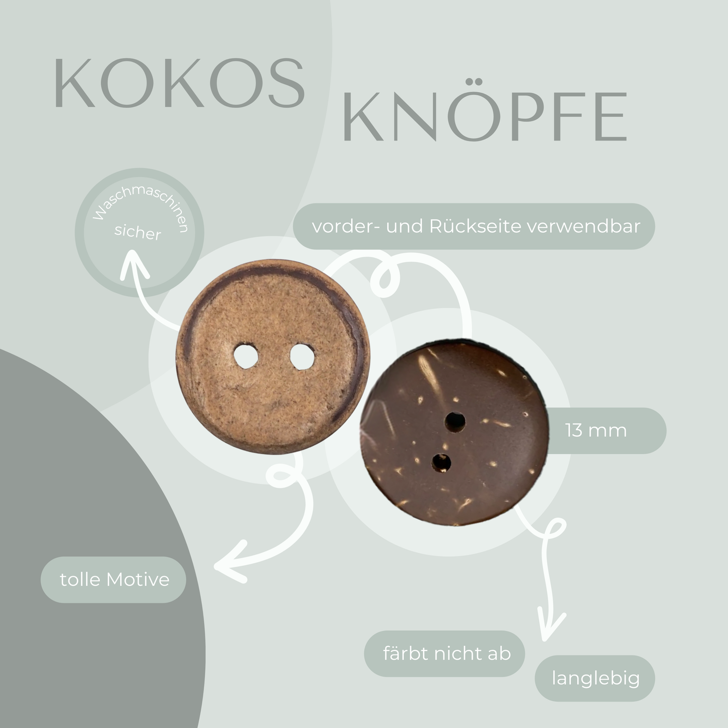 Kokosknopf Rund 13 mm