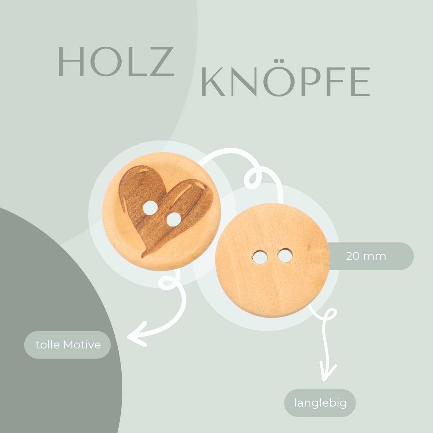 Eigenproduktion Holzknopf Herz  20mm