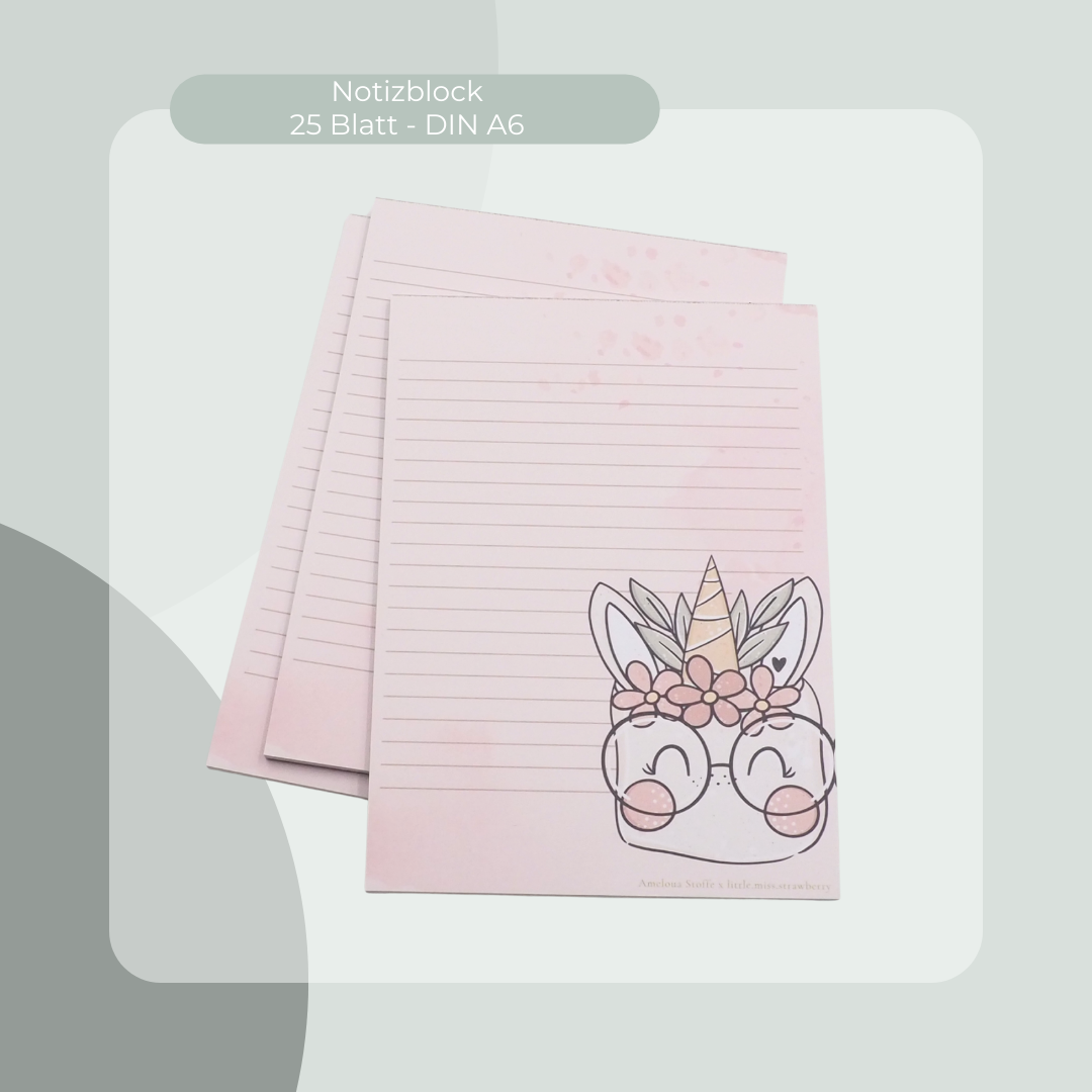 Notizblock DINA6 - Einhorn mit Brille