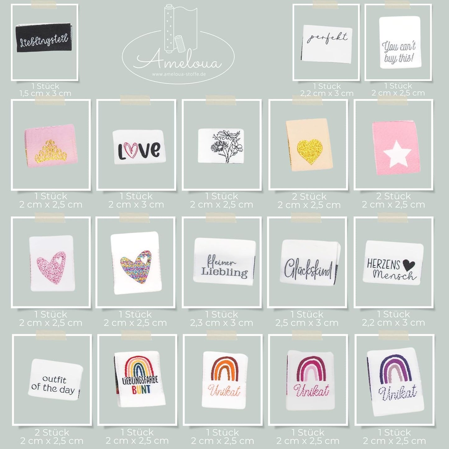 Mädchen Set, 40 Stück - Webetiketten, Gewebte Label Paket