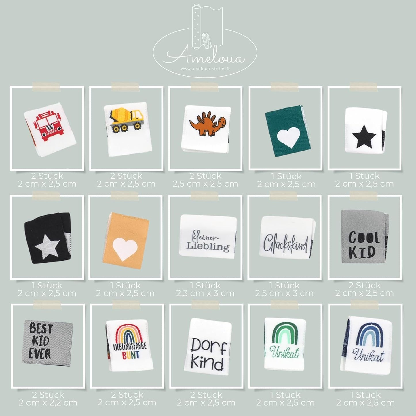 Jungen Set, 40 Stück - Webetiketten, Gewebte Label Paket