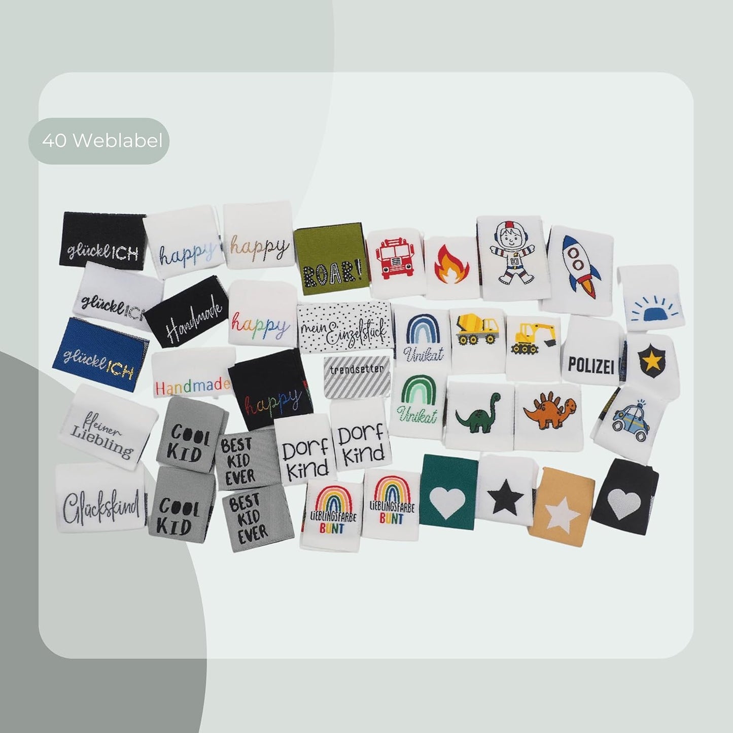Jungen Set, 40 Stück - Webetiketten, Gewebte Label Paket
