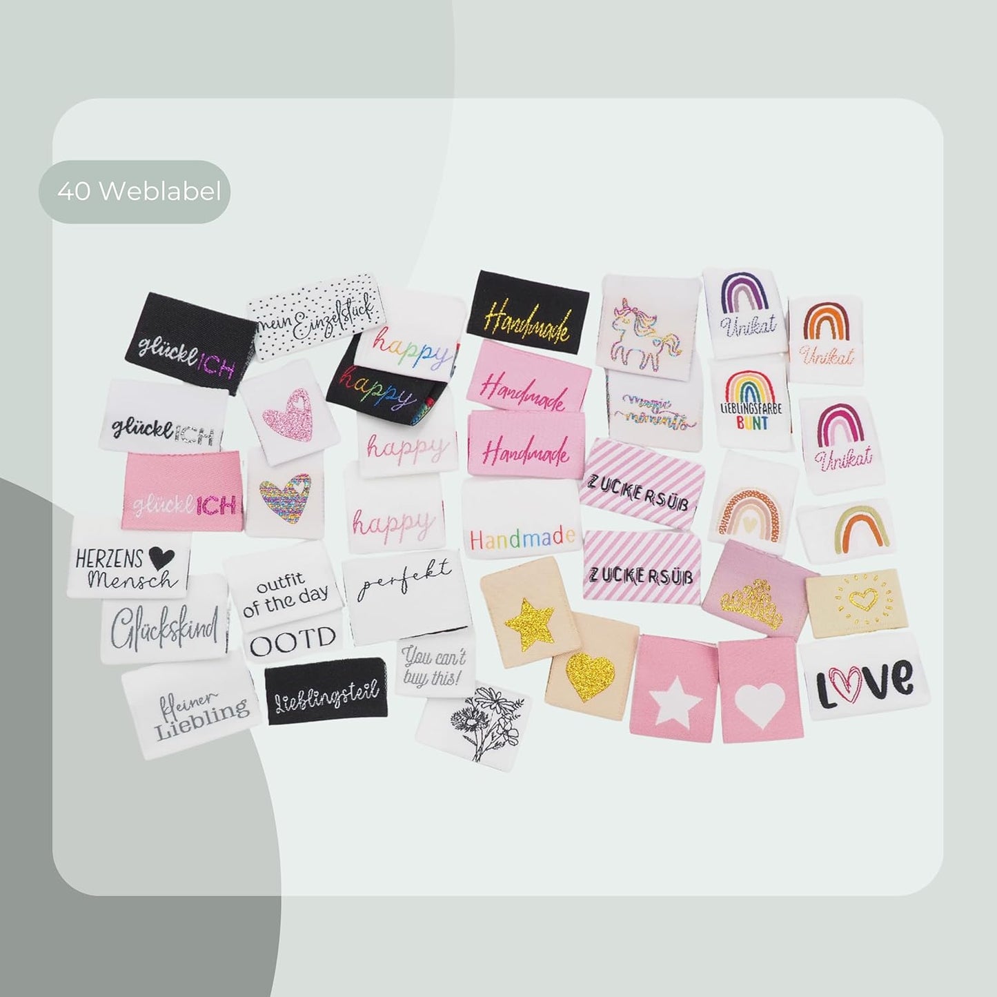 Mädchen Set, 40 Stück - Webetiketten, Gewebte Label Paket