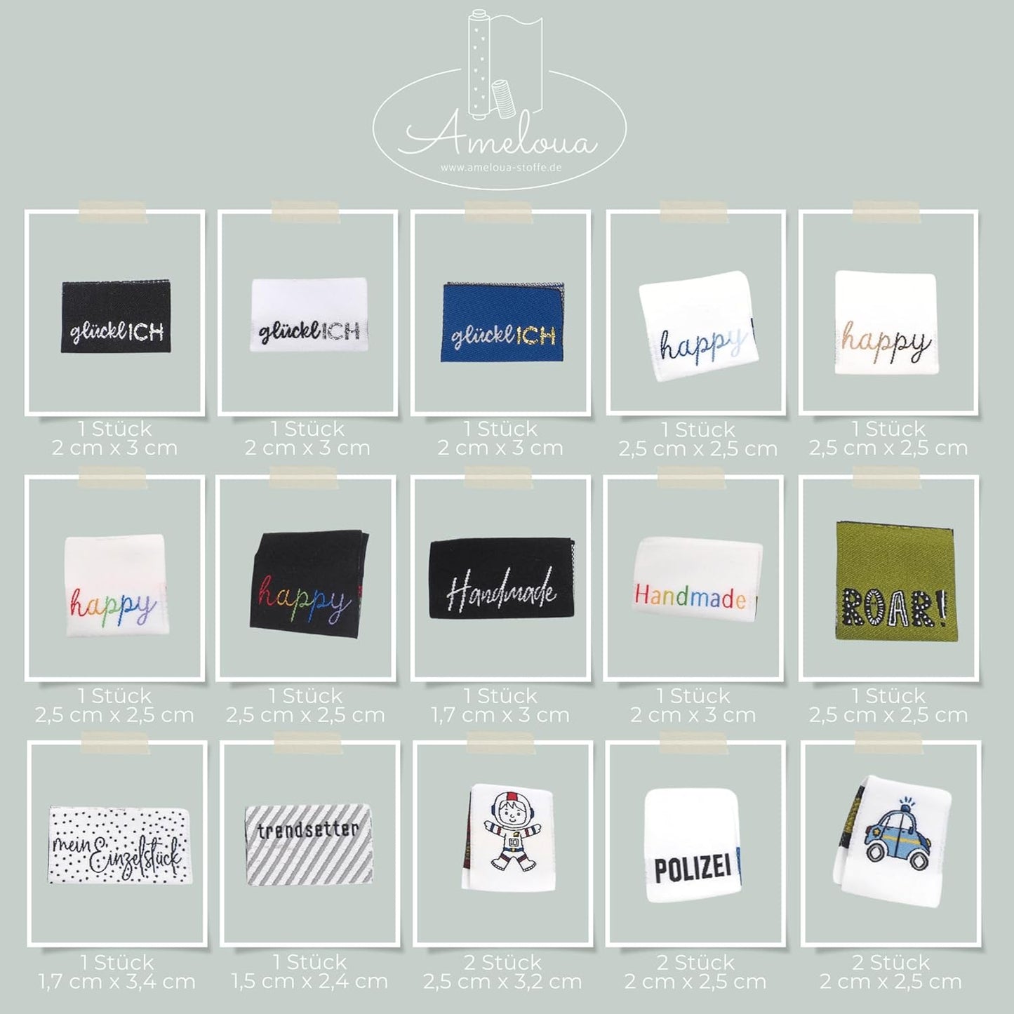 Jungen Set, 40 Stück - Webetiketten, Gewebte Label Paket