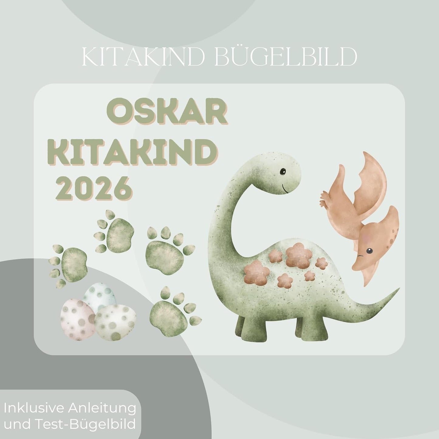 Personalisiertes Bügelbild-Set Kitakind 2026 Dinosaurier